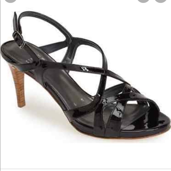 Stuart Weitzman Shoes - STUART WEITZMAN - Operetta Black Patent Strappy Heeled Sandals